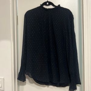Navy Blue and Gold Blouse
